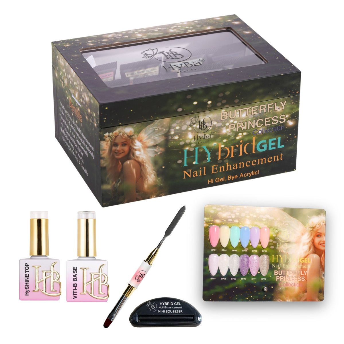 7 BUTTERFLY PRINCESS Box Set - HyGEL® Hybrid Gel Nail System - HYBA BEAUTY